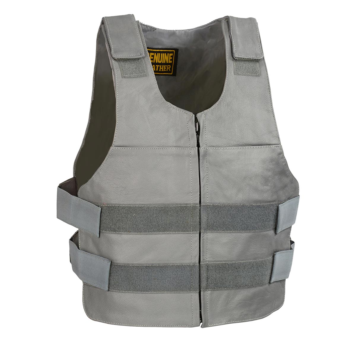 Genuine Leather SH1367LZS Ladies 'Bullet Proof Replica' Grey Leather Vest