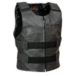 Milwaukee Leather SH1367Z Men's Black Leather Swat Style Rider Vest- Plain Back Panel for Club Patches
