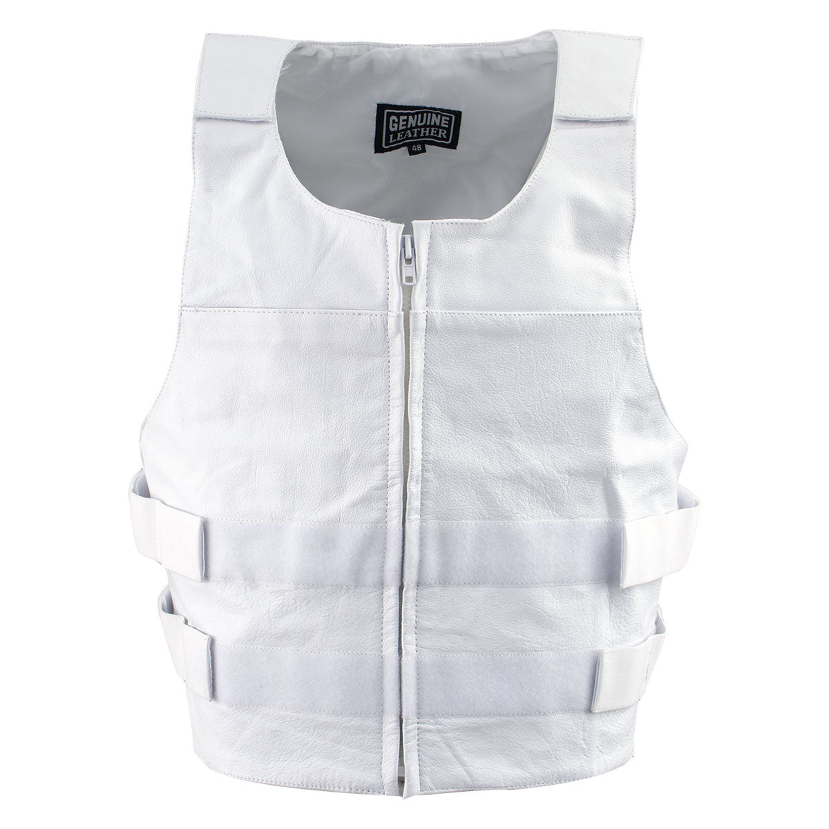 Genuine Leather SH1367ZW Men’s 'Bullet Proof Replica' White Leather Vest