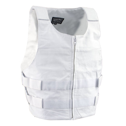 Genuine Leather SH1367ZW Men’s 'Bullet Proof Replica' White Leather Vest