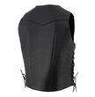 Milwaukee Leather SH1391 Men's Black Leather 10 Pocket V-Neck Side Lace Motorcycle Rider Vest w/ Front Snap Closure