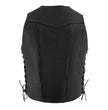 Milwaukee Leather SH1391 Men's Black Leather 10 Pocket V-Neck Side Lace Motorcycle Rider Vest w/ Front Snap Closure