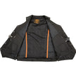 Milwaukee Leather SH1392Tall Men's Black Leather 10 Pocket V-Neck Side Lace Motorcycle Rider Vest w/ Snap Closure