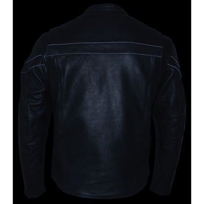 Milwaukee Leather SH1408 Men's Sporty Crossover Vented Black Leather Scooter Jacket