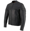 Milwaukee Leather SH1408 Men's Sporty Crossover Vented Black Motorcycle Leather Scooter Jacket