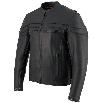 Milwaukee Leather SH1408 Men's Sporty Crossover Vented Black Motorcycle Leather Scooter Jacket