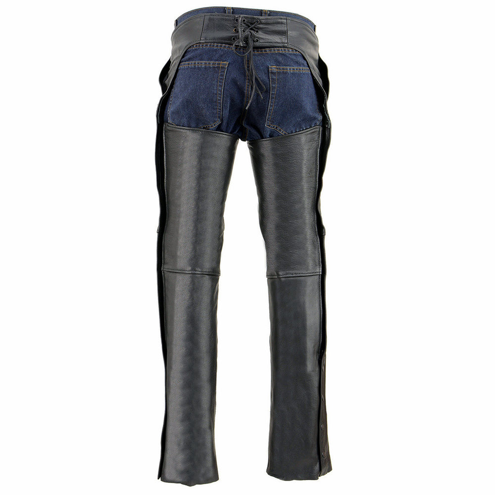 Dri Rider Chaps Milwaukee Leather Men’s Black Premium Leather Motorcycle Rider Chaps w ...