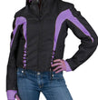 NexGen Ladies SH1906 Black and Purple Textile Racer Jacket with Hoodie