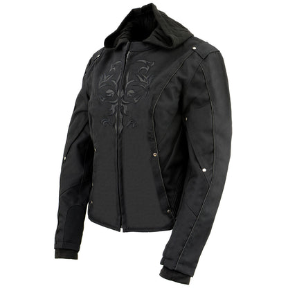 NexGen SH1939 Women's 'Reflective Tribal' Black 3/4 Textile Vented Jacket