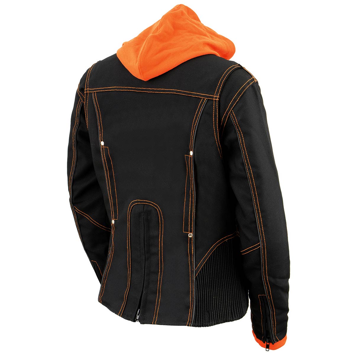 NexGen SH1939 Women's 'Reflective Tribal' Orange and Black 3/4 Textile Vented Jacket