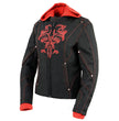 NexGen SH1939 Women's 'Reflective Tribal' Red and Black 3/4 Textile Vented Jacket