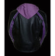 Milwaukee Leather SH1951 Women's Striped Black and Purple Leather Jacket with Zip-Out Hoodie