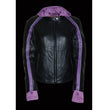 Milwaukee Leather SH1951 Women's Striped Black and Purple Leather Jacket with Zip-Out Hoodie