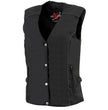 Milwaukee Leather SH1955 Ladies Black Textile Vest with Wing Embroidery