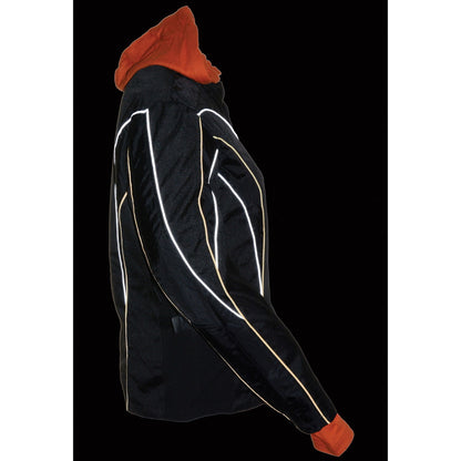 NexGen SH1960 Women's Black Hooded Textile Jacket with Reflective Piping