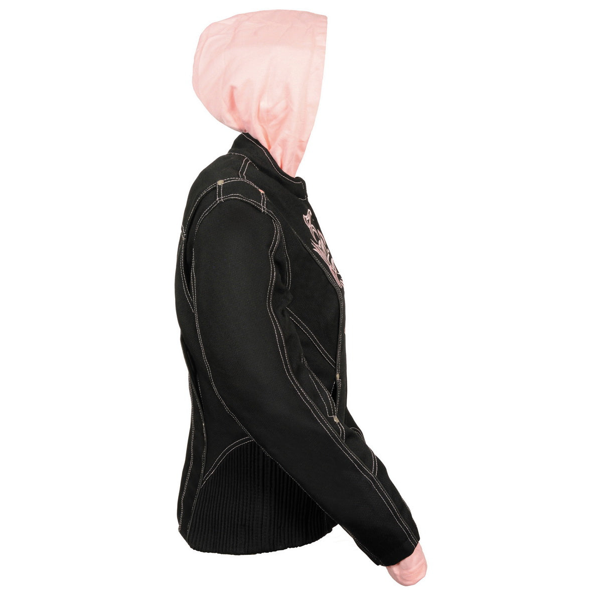 NexGen SH1966 Ladies Black and Pink 3/4 Jacket with Reflective Tribal and Hoodie