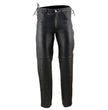 Milwaukee Leather SH1987 Men's Black Leather Deep Pocket Motorcycle Over Pants with Side Laces