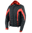 NexGen SH1998 Ladies Red and Black Textile Racer Jacket with Removable Hoodie