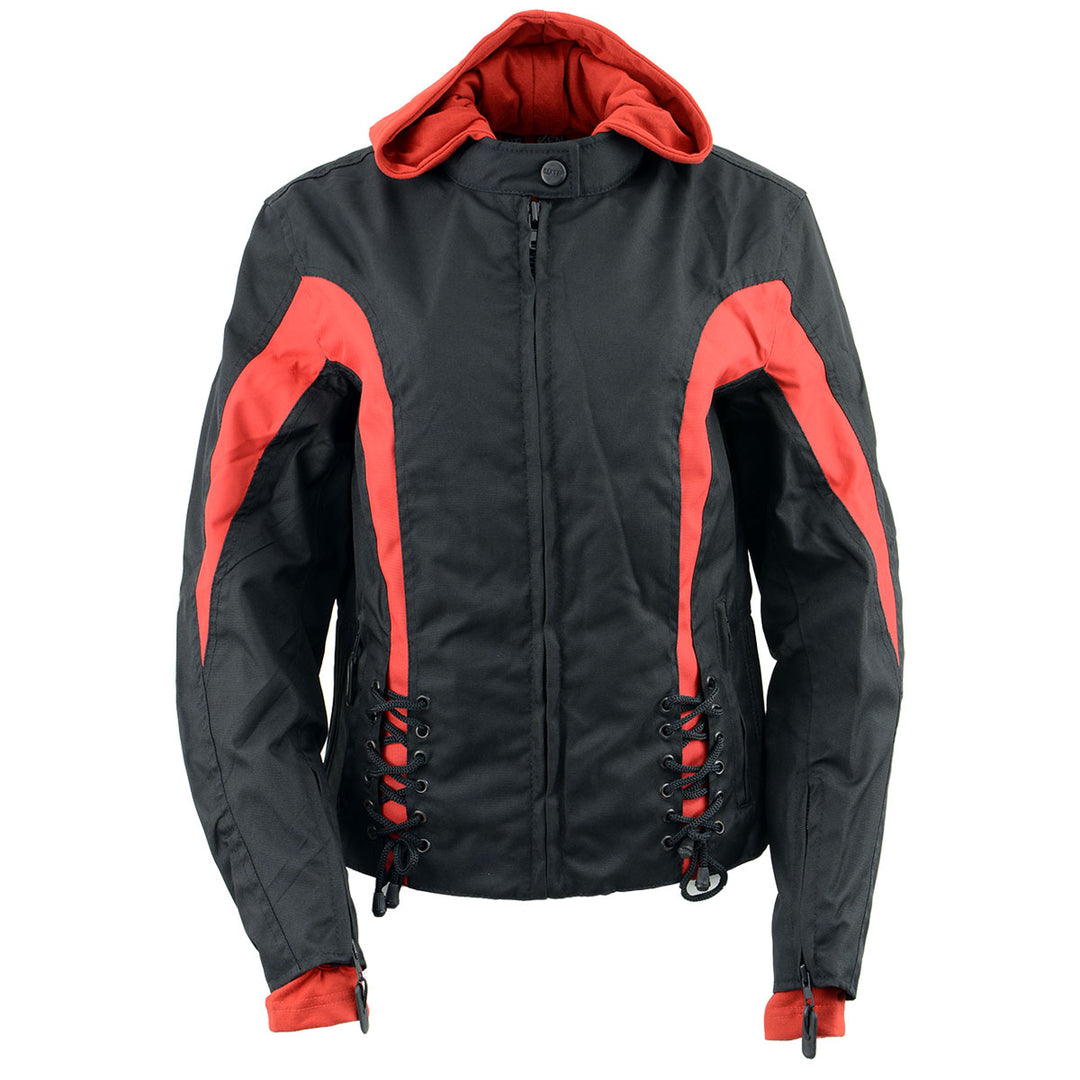 Nexgen Riding Jacket NexGen SH1998 Ladies Red and Black Textile Racer Jacket with Removable ...
