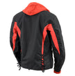NexGen SH1998 Ladies Red and Black Textile Racer Jacket with Removable Hoodie