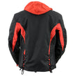 NexGen SH1998 Ladies Red and Black Textile Racer Jacket with Removable Hoodie