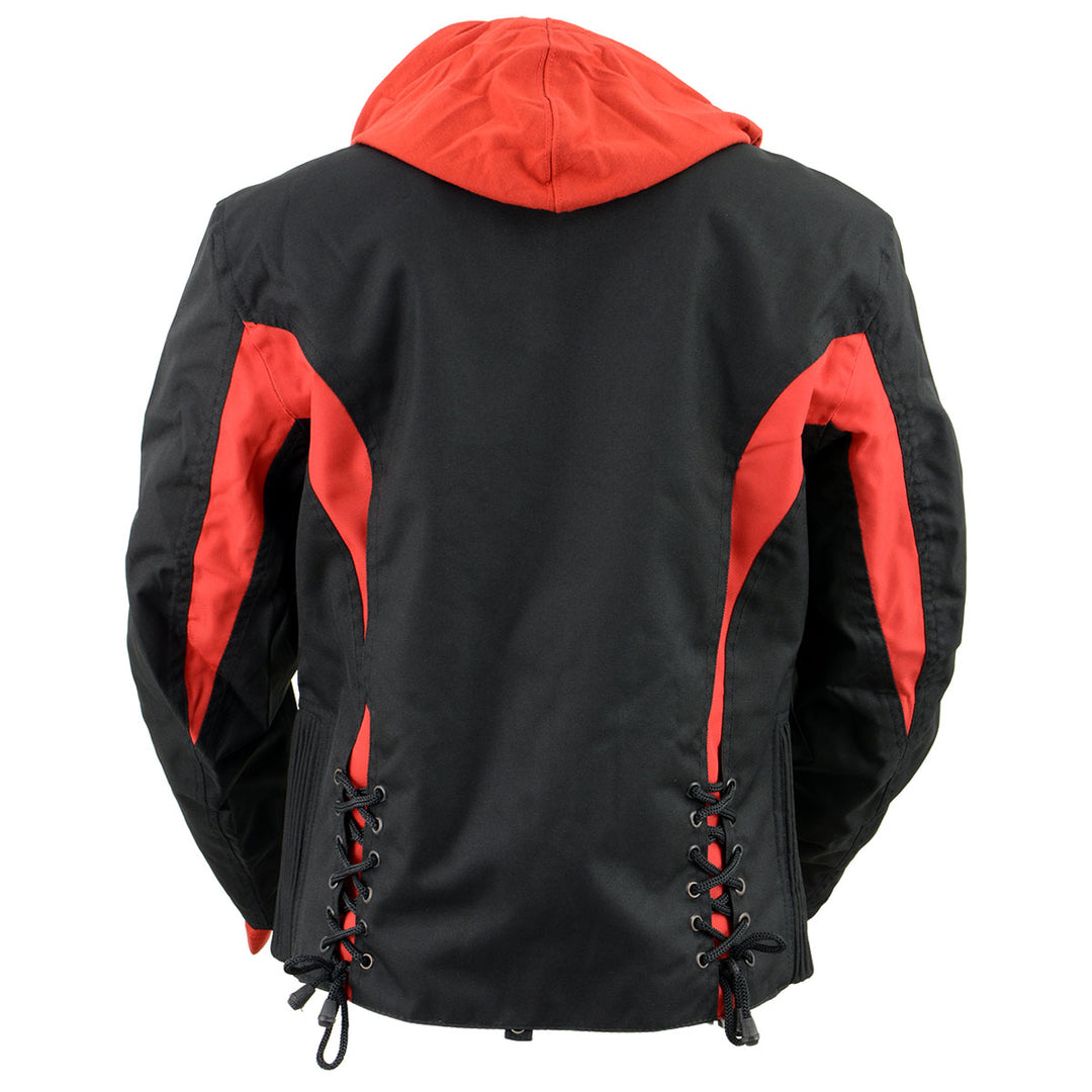 Nexgen Riding Jacket NexGen SH1998 Ladies Red and Black Textile Racer Jacket with Removable ...