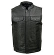 Milwaukee Leather SH2036 Men's Black Club Style' Open Neck Leather Vest
