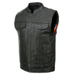 Milwaukee Leather SH2036 Men's Black Club Style' Open Neck Leather Vest