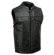 Milwaukee Leather SH2036 Men's Black Club Style' Open Neck Leather Vest
