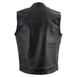 Leather King SH203601 Men's Black 'Club Style' Open Neck Leather Vest
