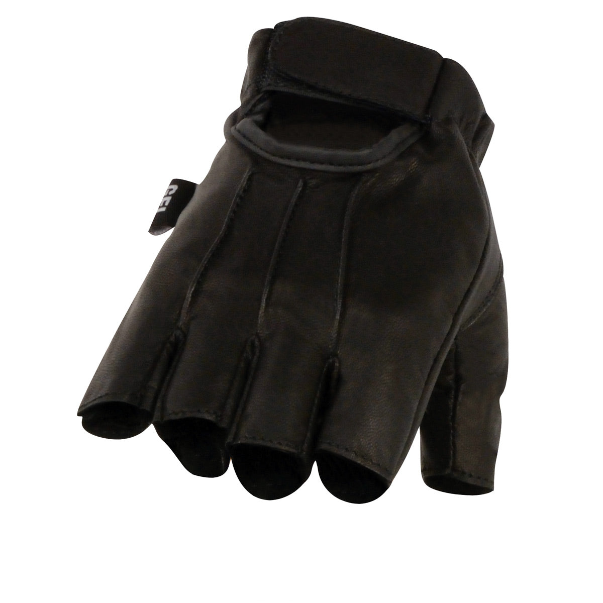 Milwaukee Leather SH206 Men's Black Leather Gel Padded Palm Fingerless Motorcycle Hand Gloves W/ ‘Welted’ Design