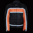 NexGen SH2095 Men's 'Racer' Black and Orange Textile Motorcycle Jacket