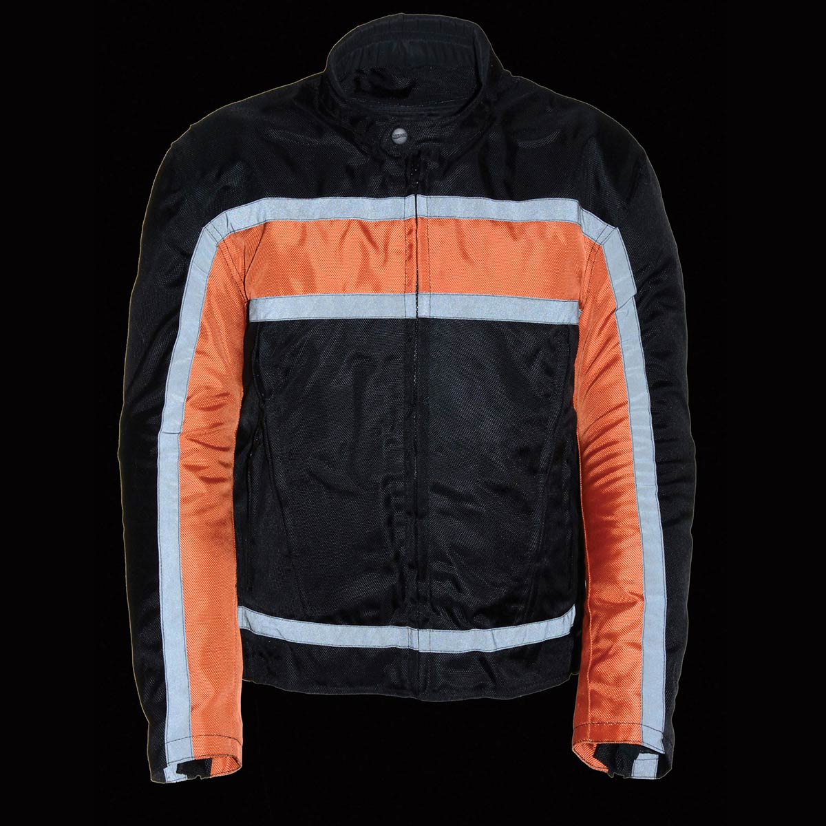 NexGen SH2095 Men's 'Racer' Black and Orange Textile Motorcycle Jacket