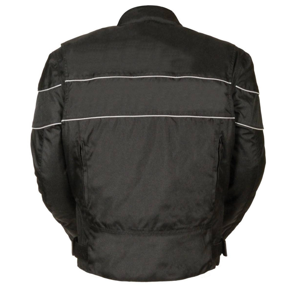 NexGen SH212102 Men's Black Textile Vented Moto Jacket with Reflective Piping