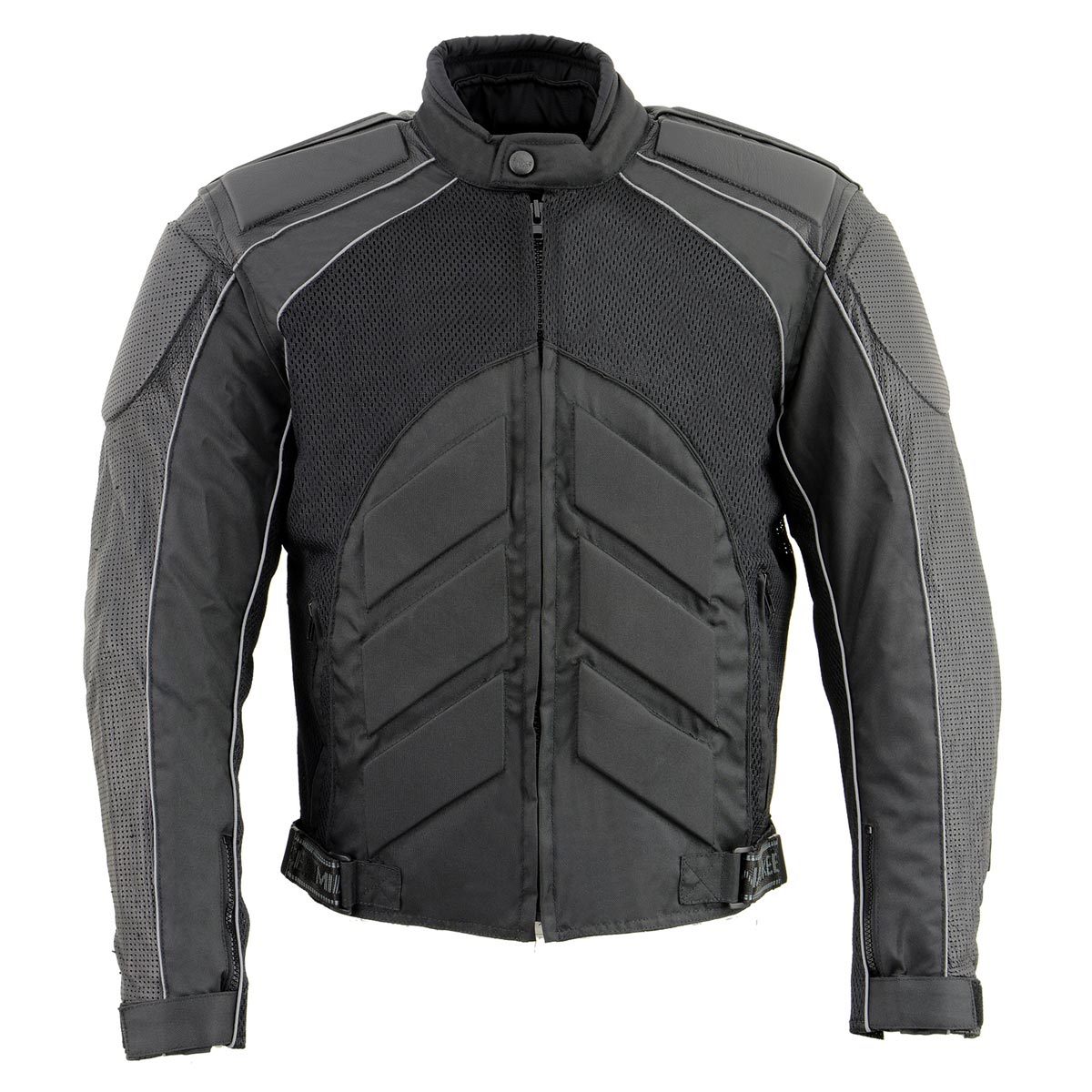 NexGen SH2153 Men's Black Armored Moto Textile and Leather Combo Jacket