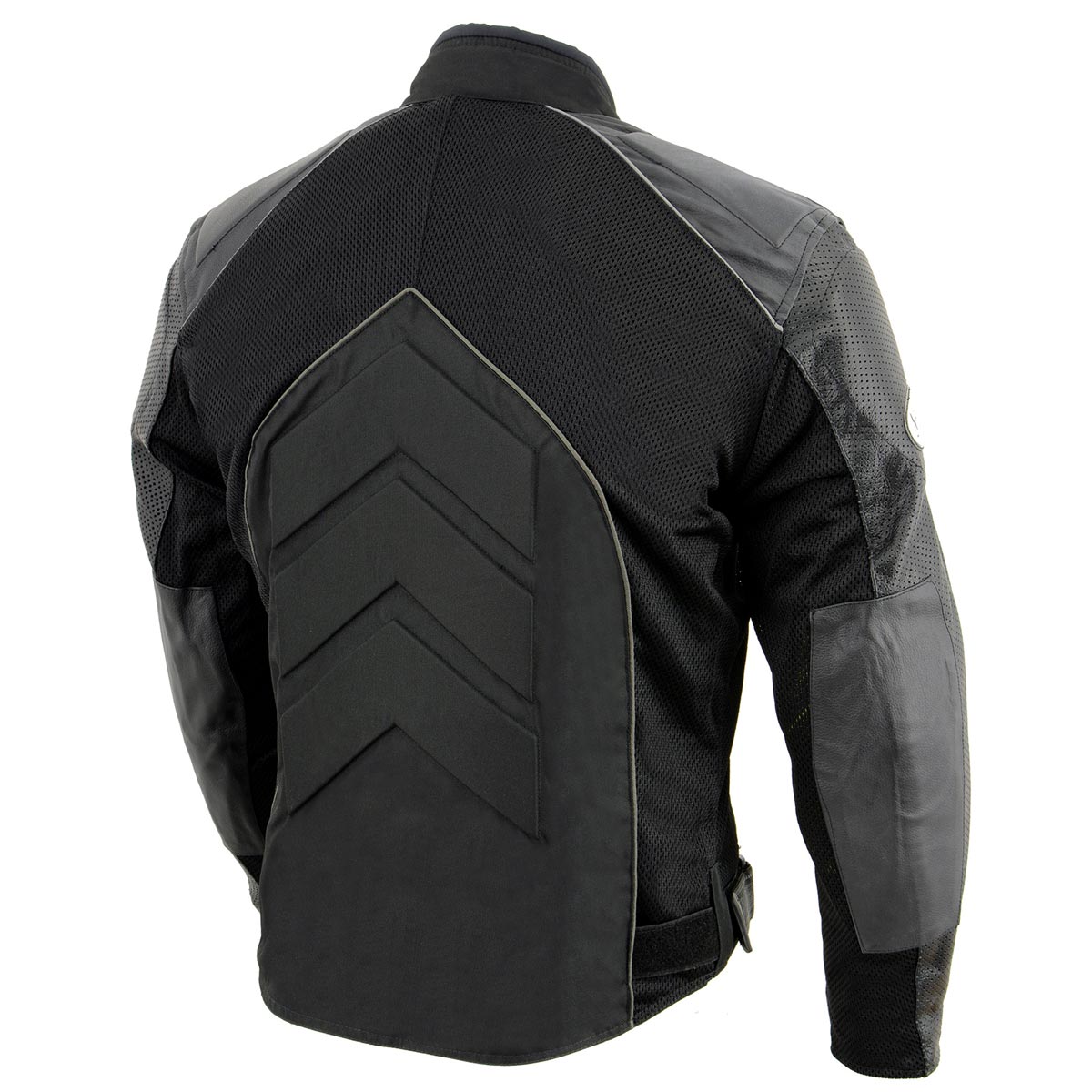 NexGen SH2153 Men's Black and Grey Armored Moto Textile and Leather Combo Jacket