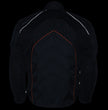 NexGen SH2153 Men's Black and Orange CE Armored Motorcycle Textile and Leather Combo Jacket