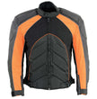 NexGen SH2153 Men's Black and Orange CE Armored Motorcycle Textile and Leather Combo Jacket