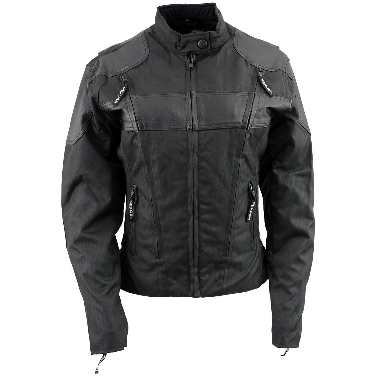 Nexgen Riding Jacket NexGen SH2179 Women's Black Leather and Textile Vented Racer Jacket ...
