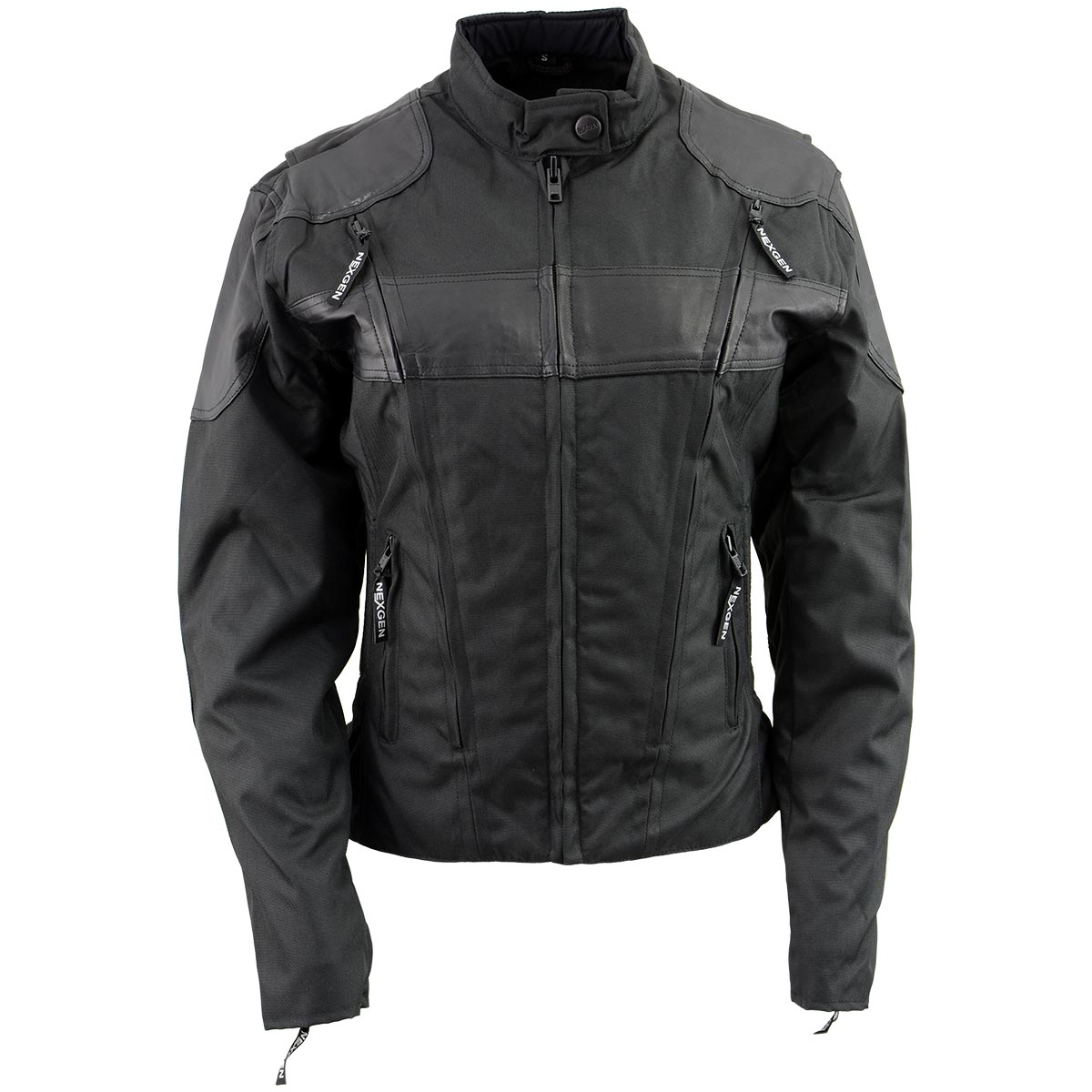 NexGen SH2179 Women's Black Leather and Textile Vented Racer Jacket