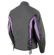 Nexgen SH2188 Women's Black and Purple Textile Motorcycle Riding Jacket with Side Stretch and Lacing
