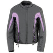 Nexgen SH2188 Women's Black and Purple Textile Motorcycle Riding Jacket with Side Stretch and Lacing