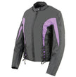 Nexgen SH2188 Women's Black and Purple Textile Motorcycle Riding Jacket with Side Stretch and Lacing