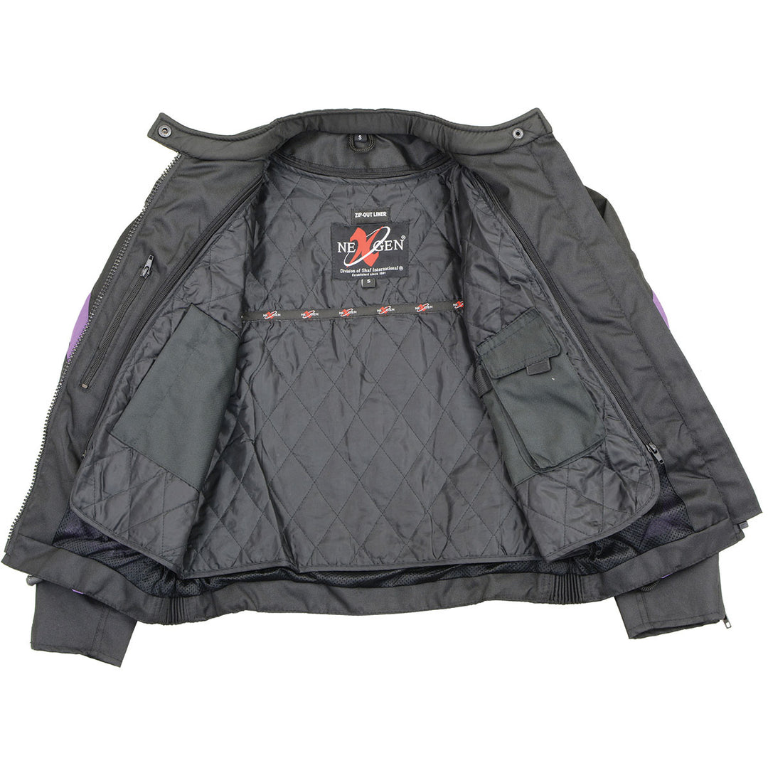 Nexgen Riding Jacket Nexgen SH2188 Women's Black and Purple Textile Motorcycle Riding Jacket ...