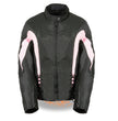 Nexgen SH2188 Women's Black and Pink Textile Motorcycle Riding Jacket with Side Stretch and Lacing