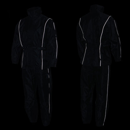 NexGen SH2225 Men's Black Waterproof Rain Suit with Reflective Piping