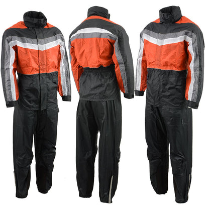 NexGen Men's SH2226 Black and Orange Hooded Water Proof Rain Suit