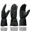 Milwaukee Leather SH230 Men's Black Leather Warm Lining Gauntlet Motorcycle Hand Gloves W/ ‘Rain Mitten and Pull-on Closure’