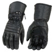Milwaukee Leather SH230 Men's Black Leather Warm Lining Gauntlet Motorcycle Hand Gloves W/ ‘Rain Mitten and Pull-on Closure’