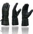 Milwaukee Leather SH232 Men's Black Leather Warm Lining Gauntlet Motorcycle Hand Gloves W/ Rain Mitten and Adjustable Strap